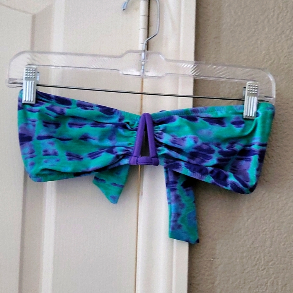 Green and purple tube top 2 pc bikini